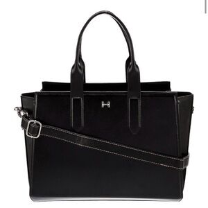 Halston Heritage Black Structured Leather Tote